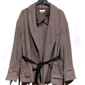 Isabel Marant Etoile Beige Brown Houndstooth Wool Blazer